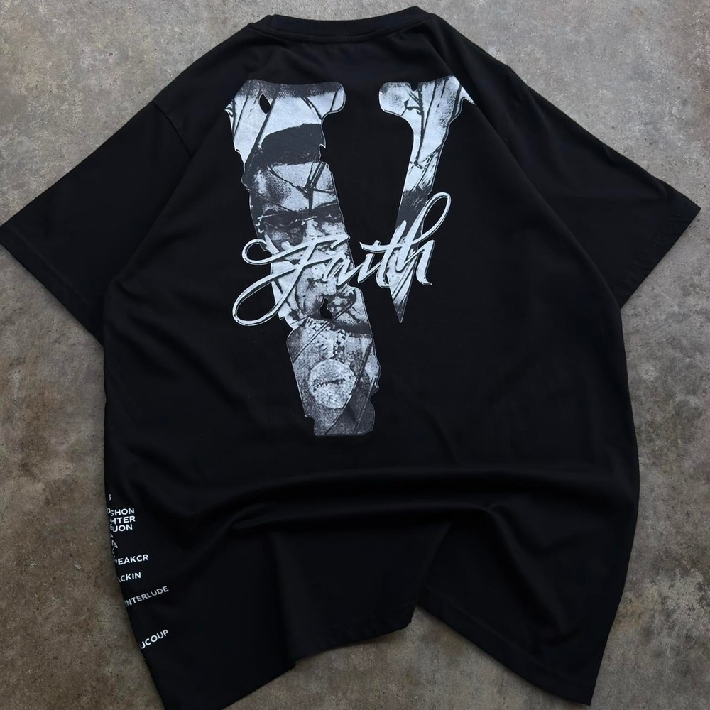 Vlone King Of New York Pop Smoke Rap T Shirt Black Streetwear Mens Medium (d2)